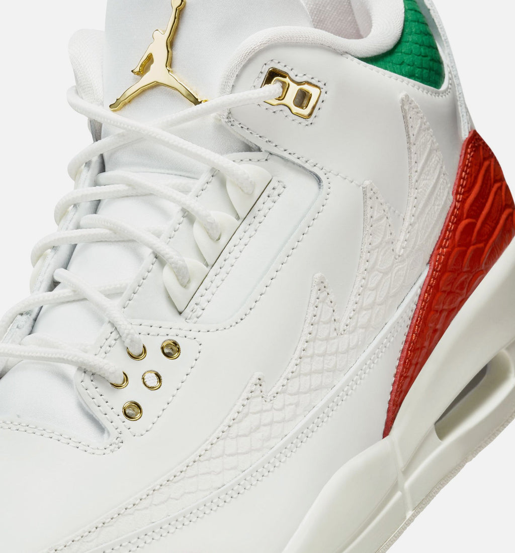 Air Jordan 3 Retro El Vuelo Men's Shoes - Summit White/Pine Green/Dragon Red/Metallic Gold