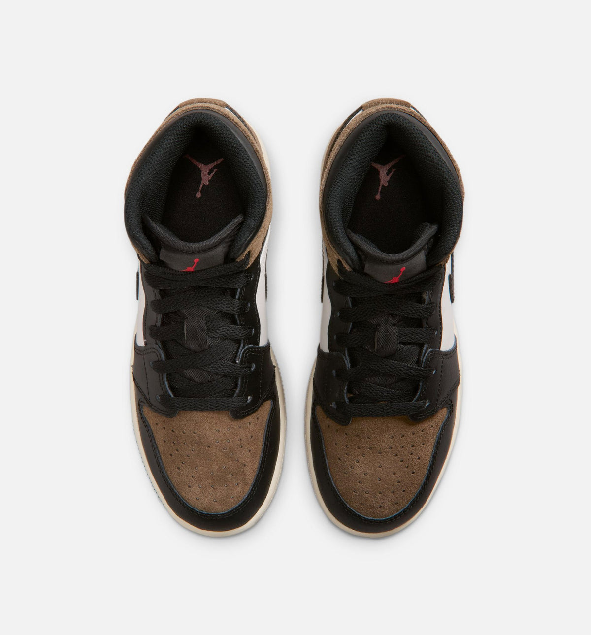 Air Jordan 1 Mid Grade School Shoes - Black/Phantom/Palomino