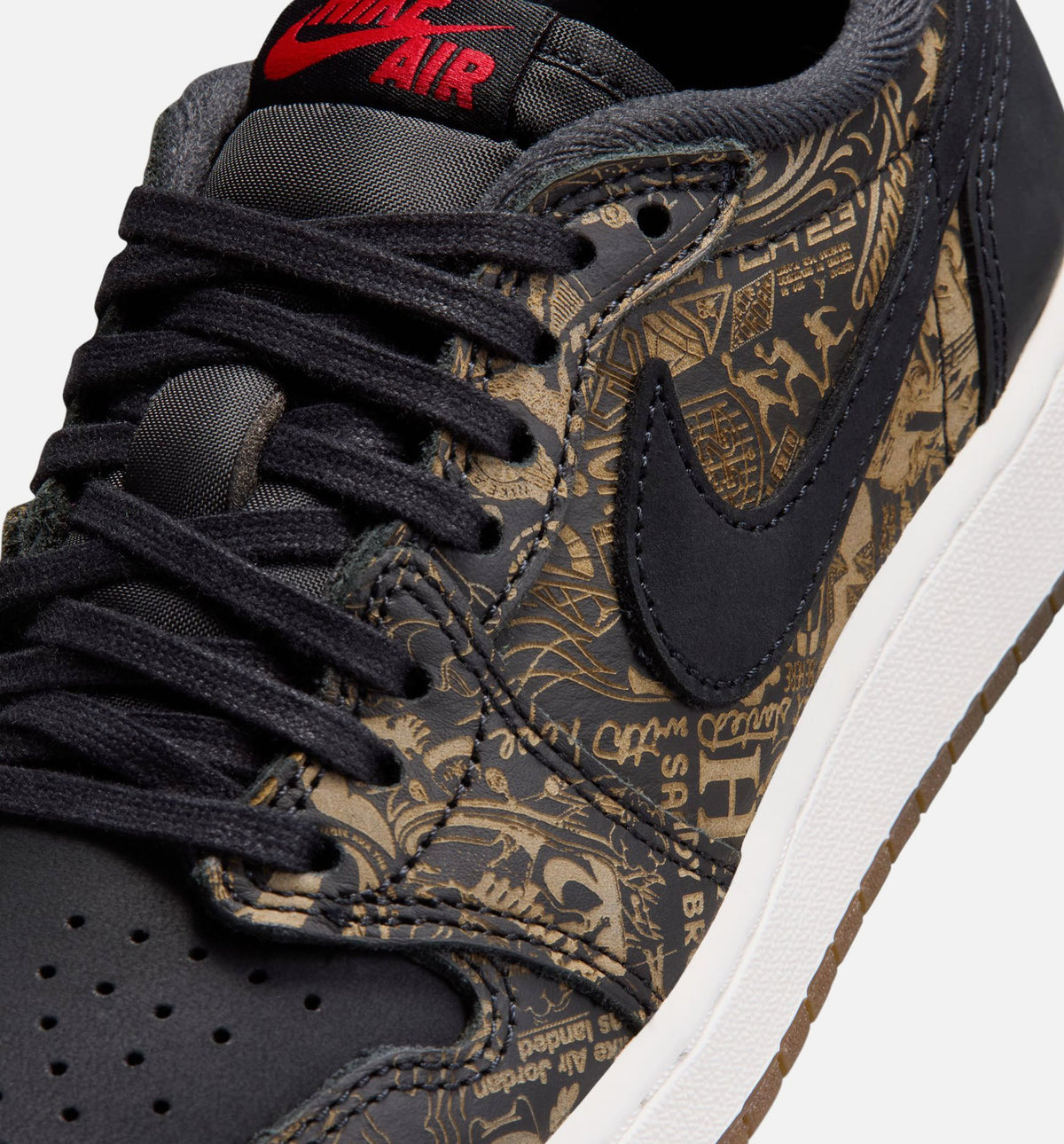 Air Jordan 1 Retro Low OG Laser Black and Varsity Red Grade School Shoes - Black/Varsity Red/Summit White