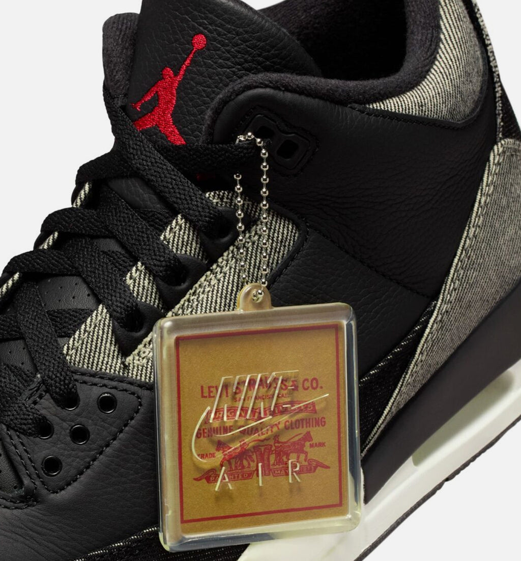 Air Jordan 3 x Levi's Black and White Men's Shoes - Denim/Black/Gym Red