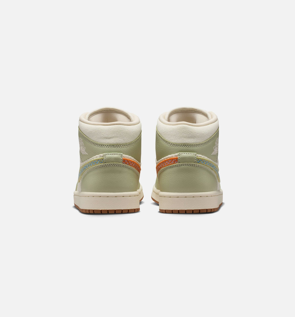 Air Jordan 1 Mid SE Women's Lifestyle Shoes - Olive Aura / Pearl White / Lawn