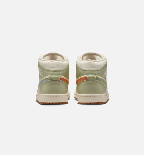 Air Jordan 1 Mid SE Women's Lifestyle Shoes - Olive Aura / Pearl White / Lawn