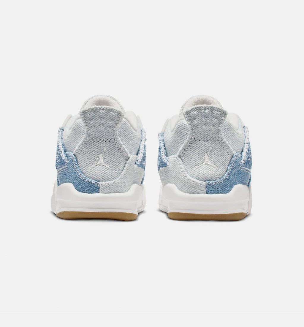Air Jordan 4 Retro Worn Blue Infant & Toddler Shoes - Sail/Worn Blue/Metallic Gold
