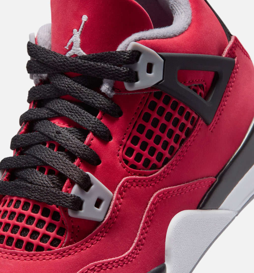 Air Jordan 4 Retro Toro Bravo Preschool Shoes - Fire Red/White/Black/Cement Grey