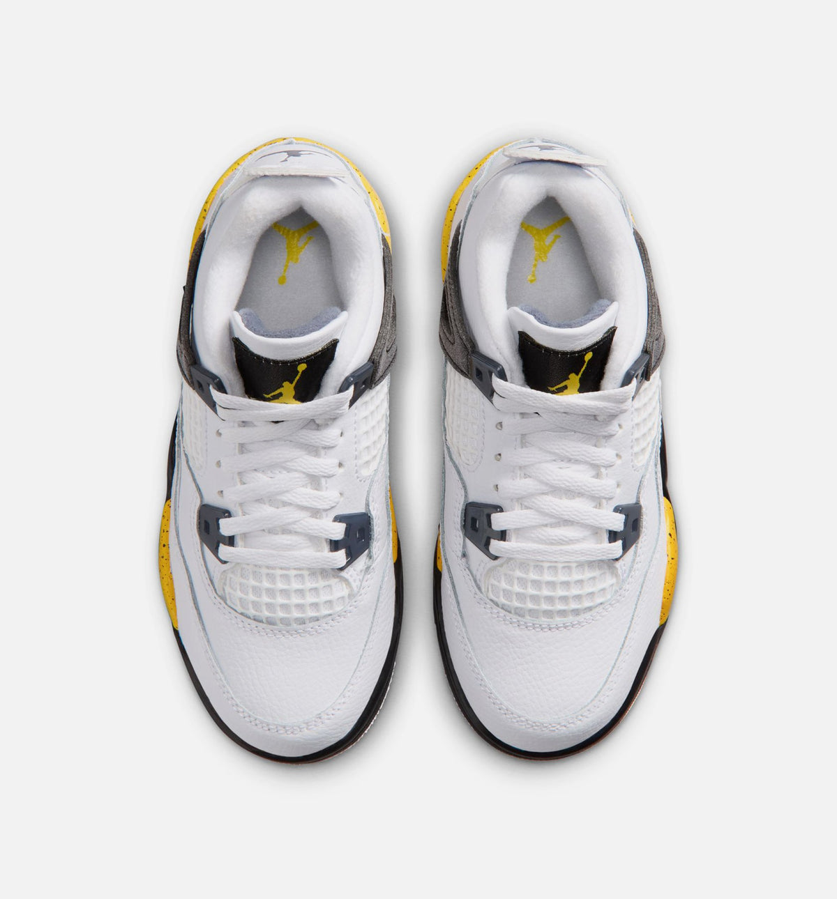 Air Jordan 4 Retro Rare Air Tour Yellow Preschool Shoes - White/Dark Blue Grey/Black/Tour Yellow