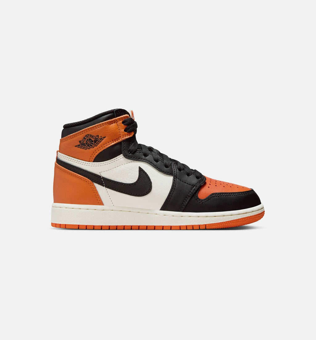 Air Jordan 1 Retro High OG Shattered Backboard Grade School Shoes - Black/Black/Sail/Starfish