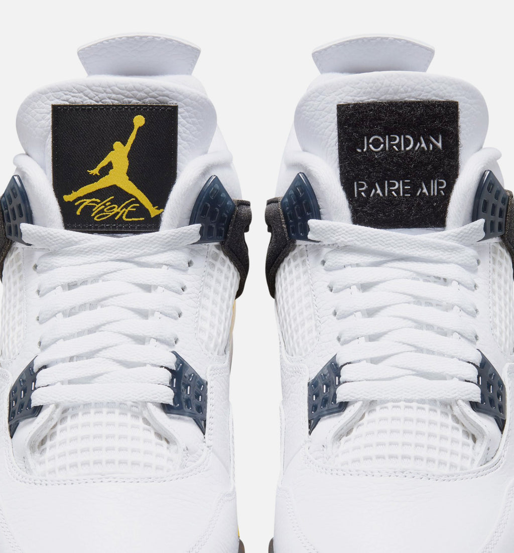 Air Jordan 4 Retro Rare Air Tour Yellow Men's Shoes - White/Dark Blue Grey/Black/Tour Yellow