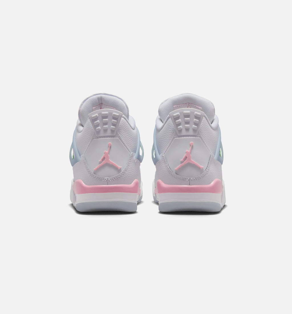 Air Jordan 4 Retro Medium Soft Pink Grade School Shoes - White/Medium Soft Pink/Half Blue