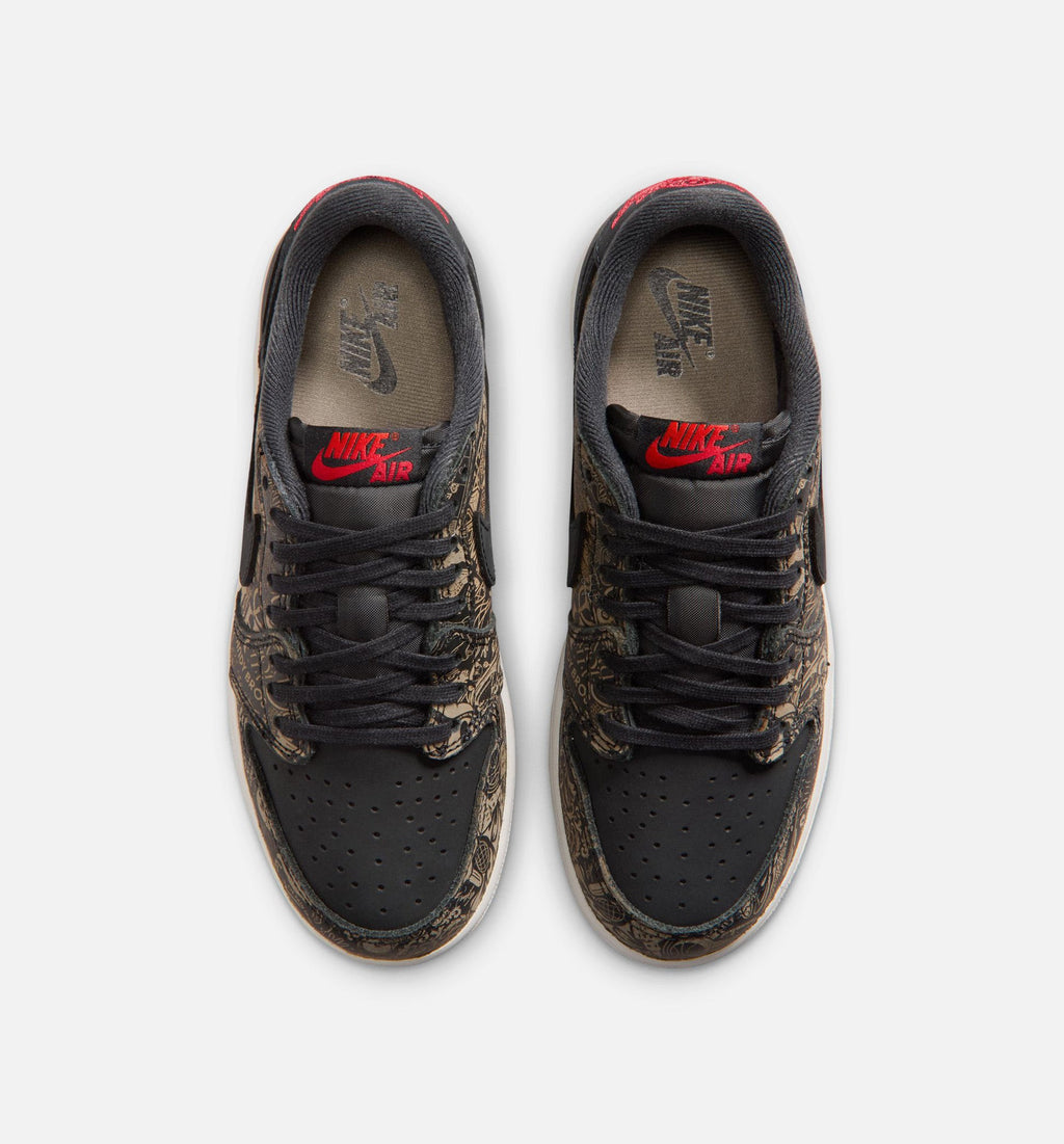 Air Jordan 1 Retro Low OG Laser Black and Varsity Red Grade School Shoes - Black/Varsity Red/Summit White
