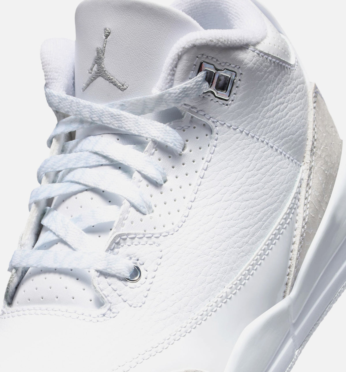 Air Jordan 3 Retro White and Silver Preschool Shoes - White/Metallic Silver