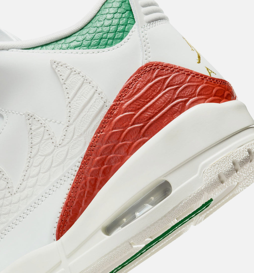 Air Jordan 3 Retro El Vuelo Men's Shoes - Summit White/Pine Green/Dragon Red/Metallic Gold