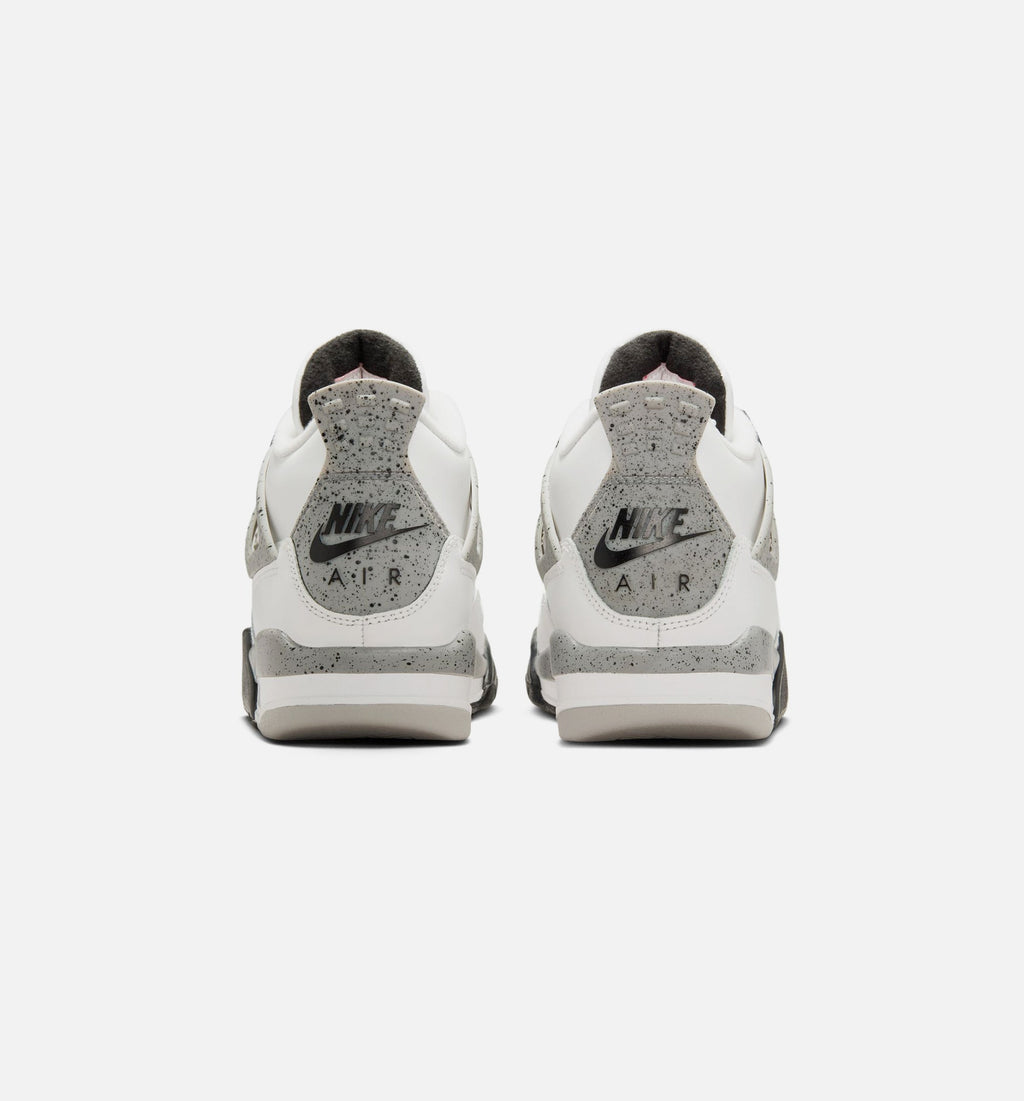 Air Jordan 4 Retro White Cement Grade School Shoes - Summit White/Fire Red/Cement Grey/Black
