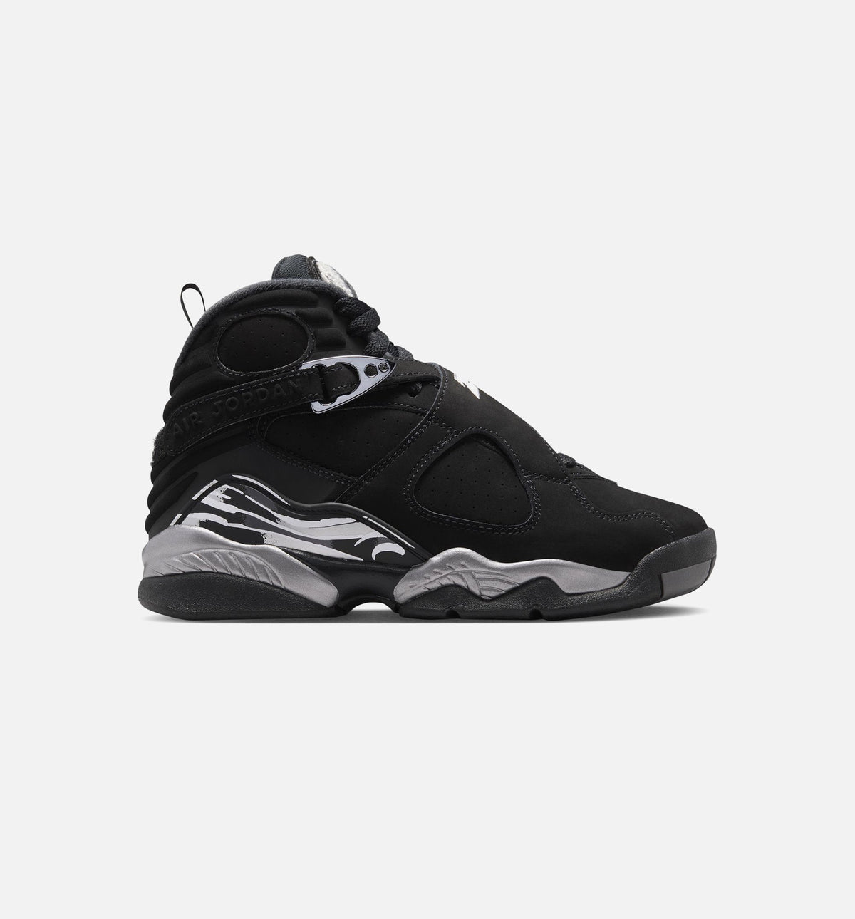 Air Jordan 8 Retro Chrome Grade School Shoes - Black/White/Light Graphite