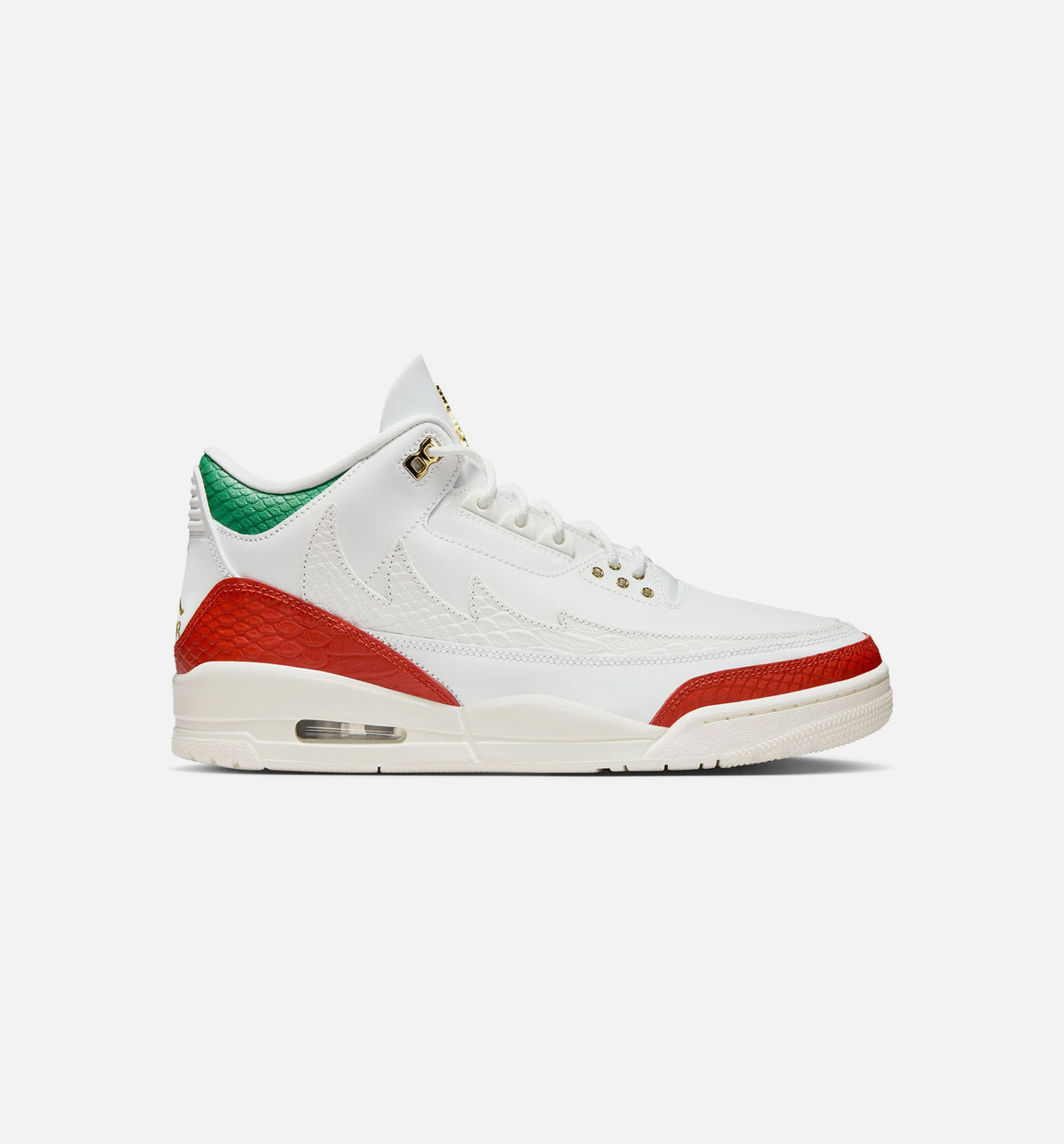 Air Jordan 3 Retro El Vuelo Men's Shoes - Summit White/Pine Green/Dragon Red/Metallic Gold