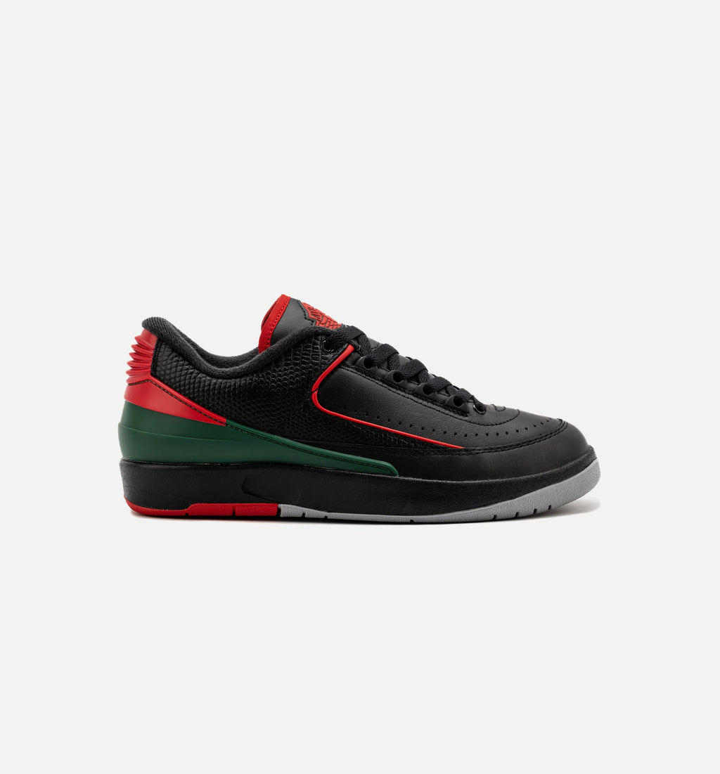 Air Jordan 2 Retro Low Christmas Grade School Shoes - Black/Fire Red/Cement Grey