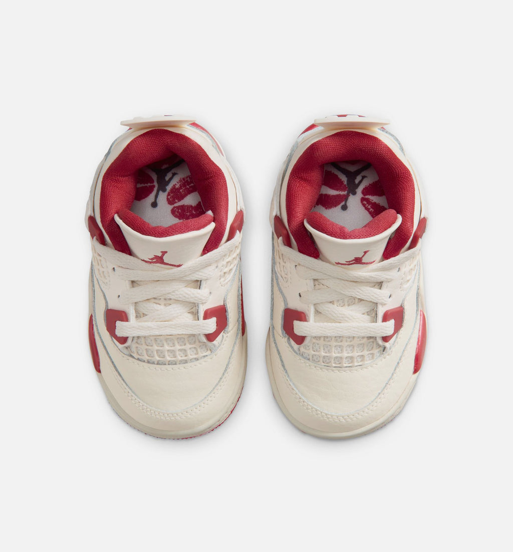Air Jordan 4 Retro Valentine's Day Infant & Toddler Shoes - Pale Ivory/Sierra Red/Tough Red