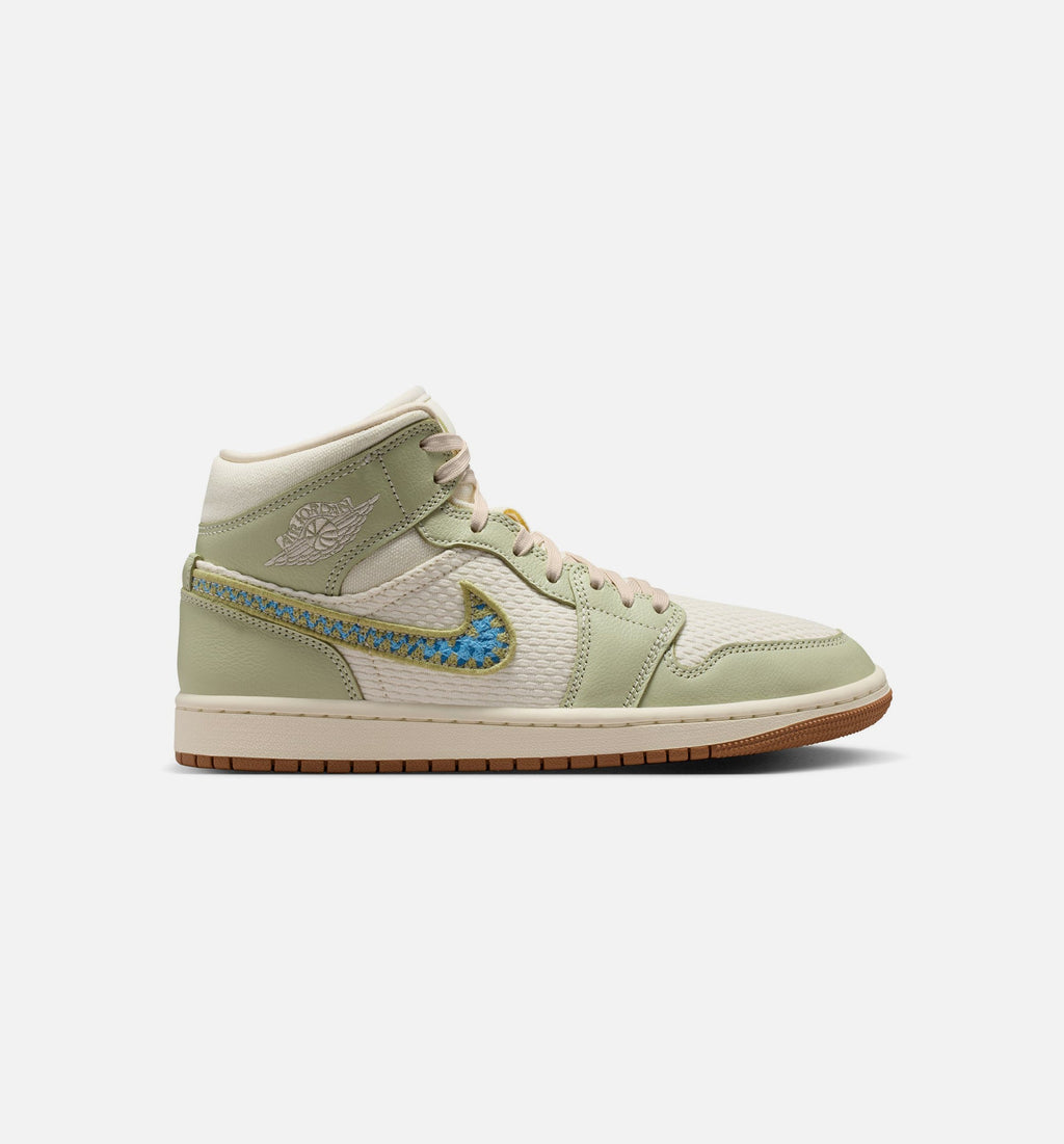 Air Jordan 1 Mid SE Women's Lifestyle Shoes - Olive Aura / Pearl White / Lawn