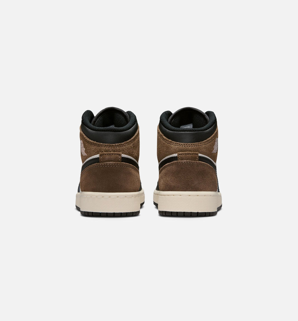 Air Jordan 1 Mid Grade School Shoes - Black/Phantom/Palomino