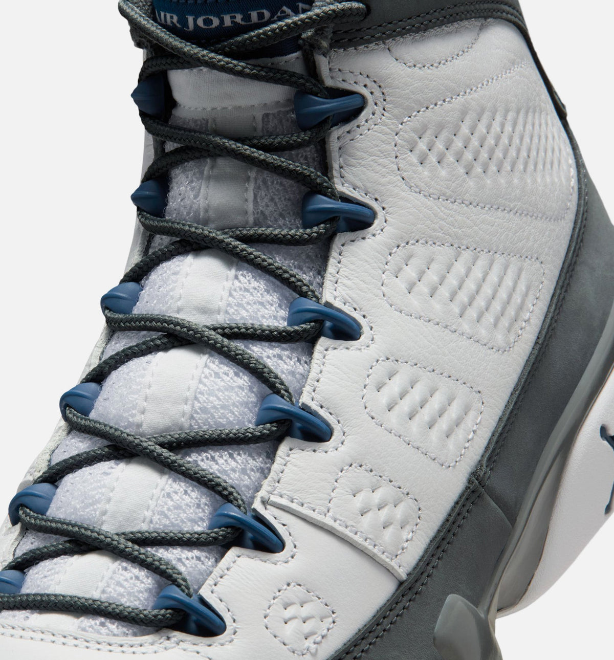 Air Jordan 9 Retro Flint Grey and French Blue Men's Shoes - White/French Blue/Flint Grey
