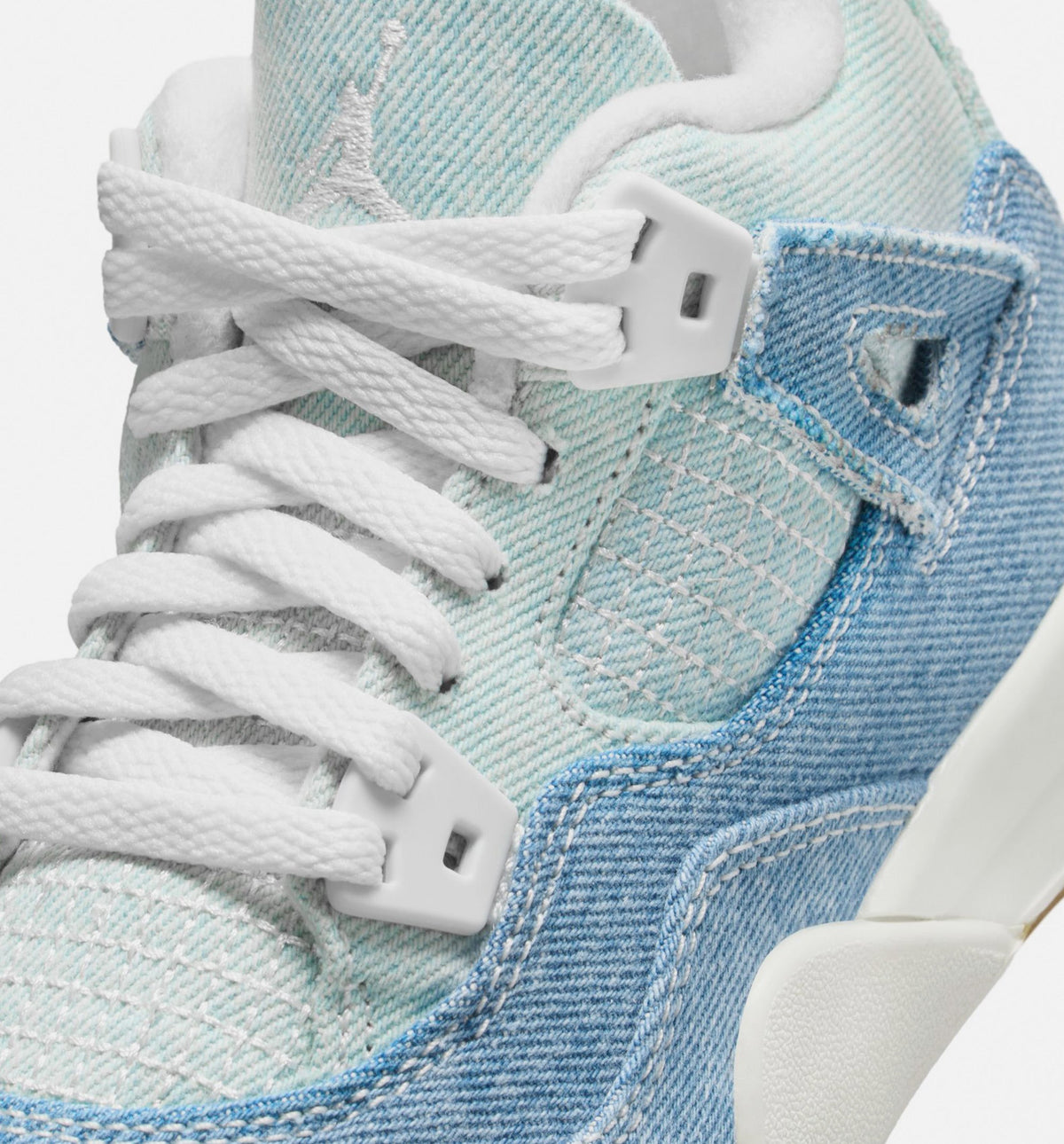 Air Jordan 4 Retro Worn Blue Preschool Shoes - Sail/Worn Blue/Metallic Gold
