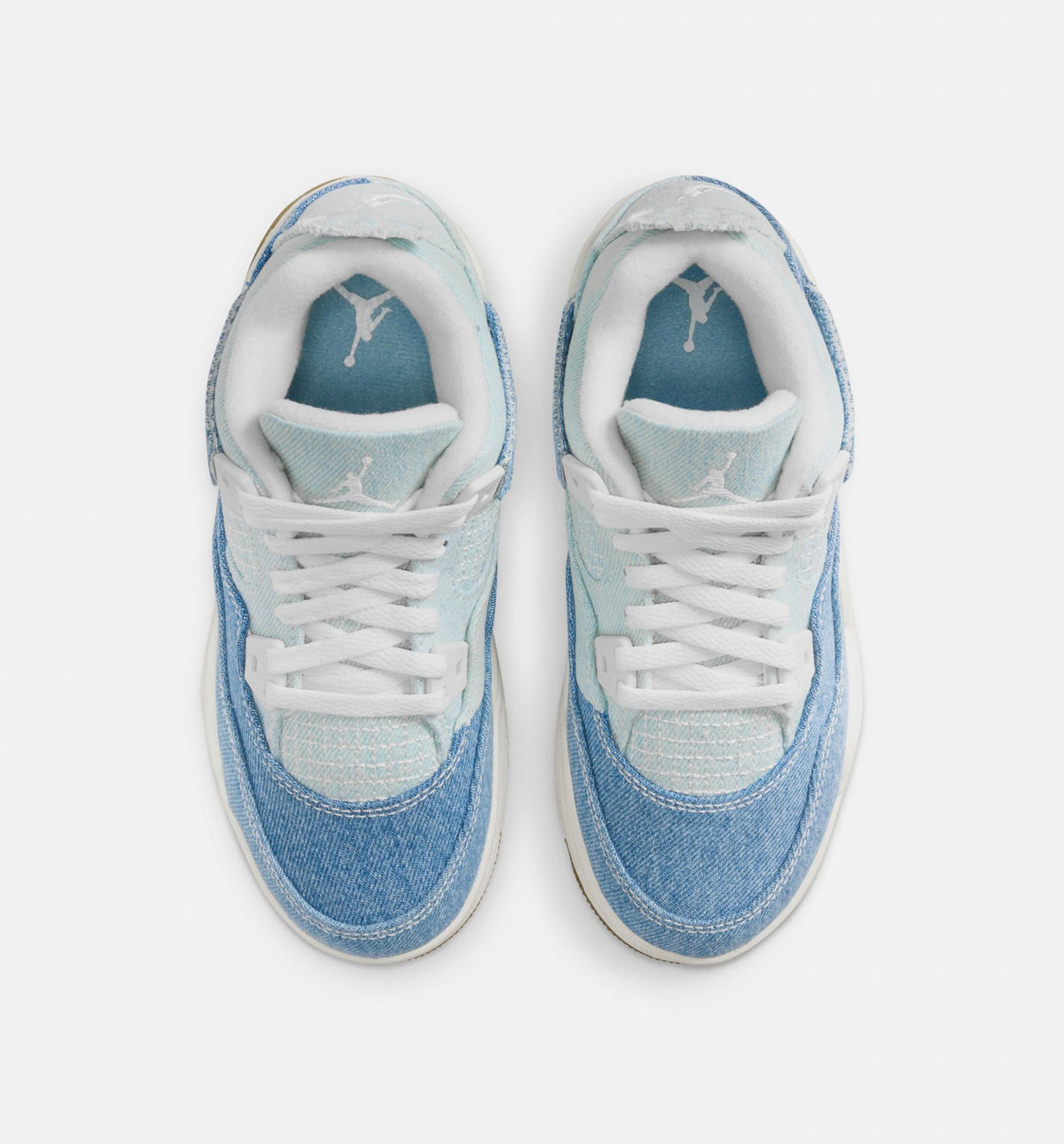 Air Jordan 4 Retro Worn Blue Preschool Shoes - Sail/Worn Blue/Metallic Gold