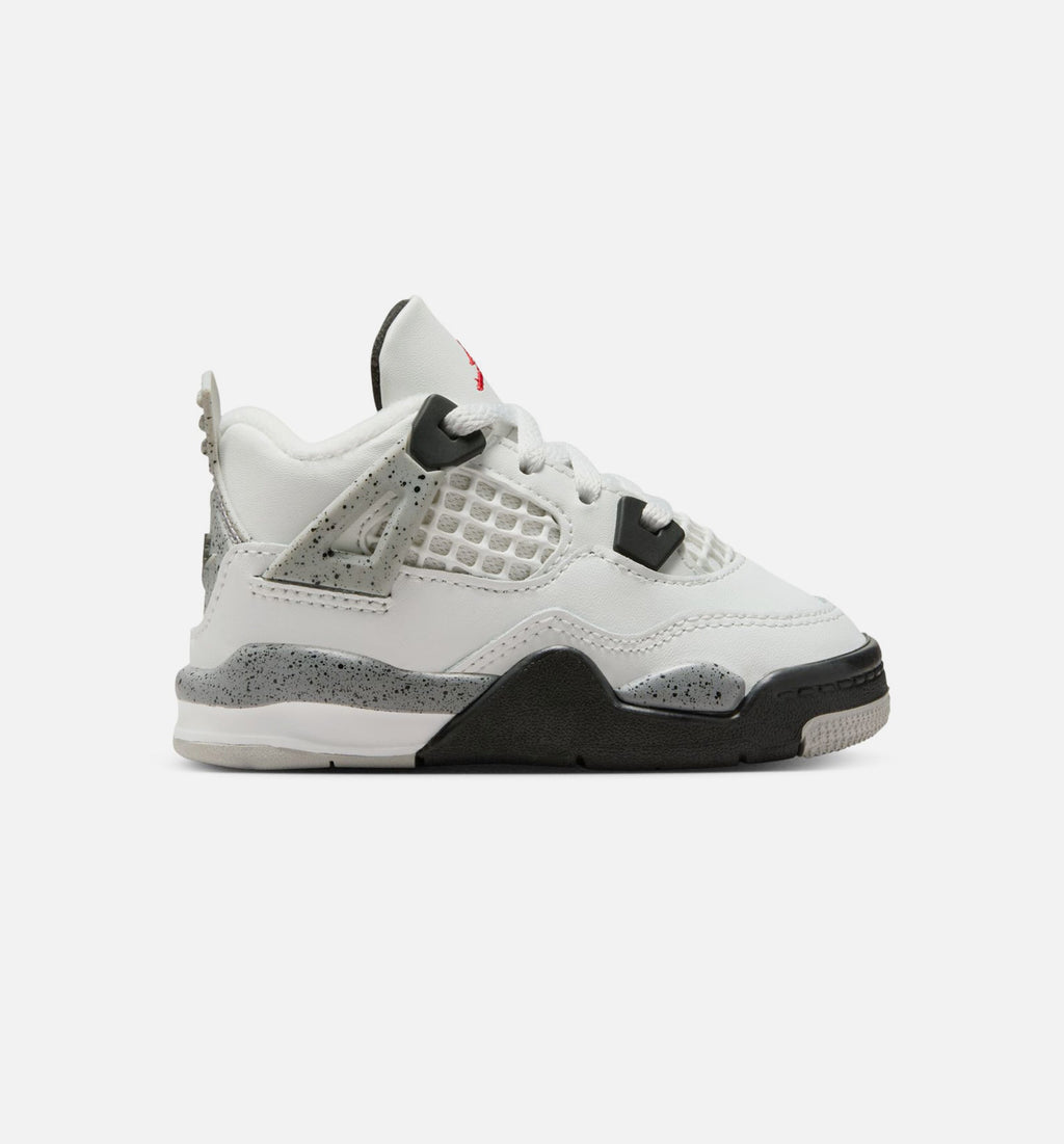 Air Jordan 4 Retro White Cement Infant & Toddler Shoes - Summit White/Fire Red/Cement Grey/Black