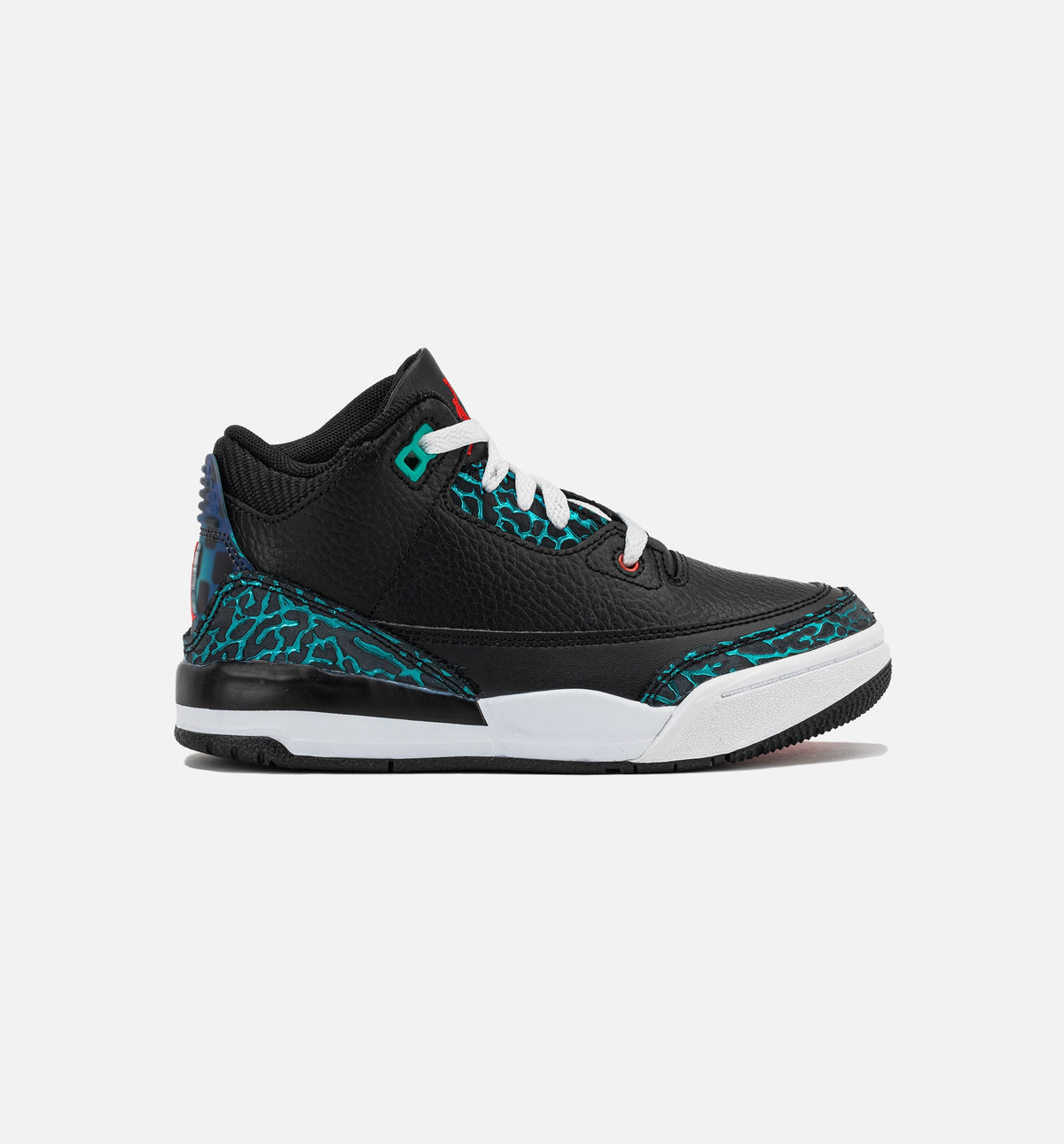 Air Jordan 3 Retro Black and Hyper Jade Preschool Shoes - Black/Siren Red/Hyper Jade/White