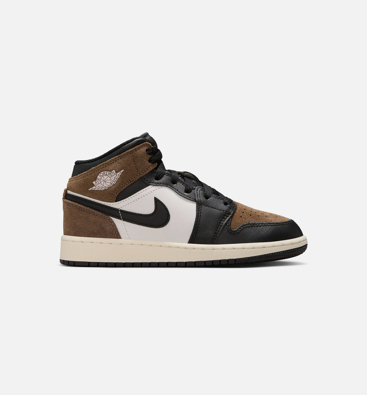 Air Jordan 1 Mid Grade School Shoes - Black/Phantom/Palomino
