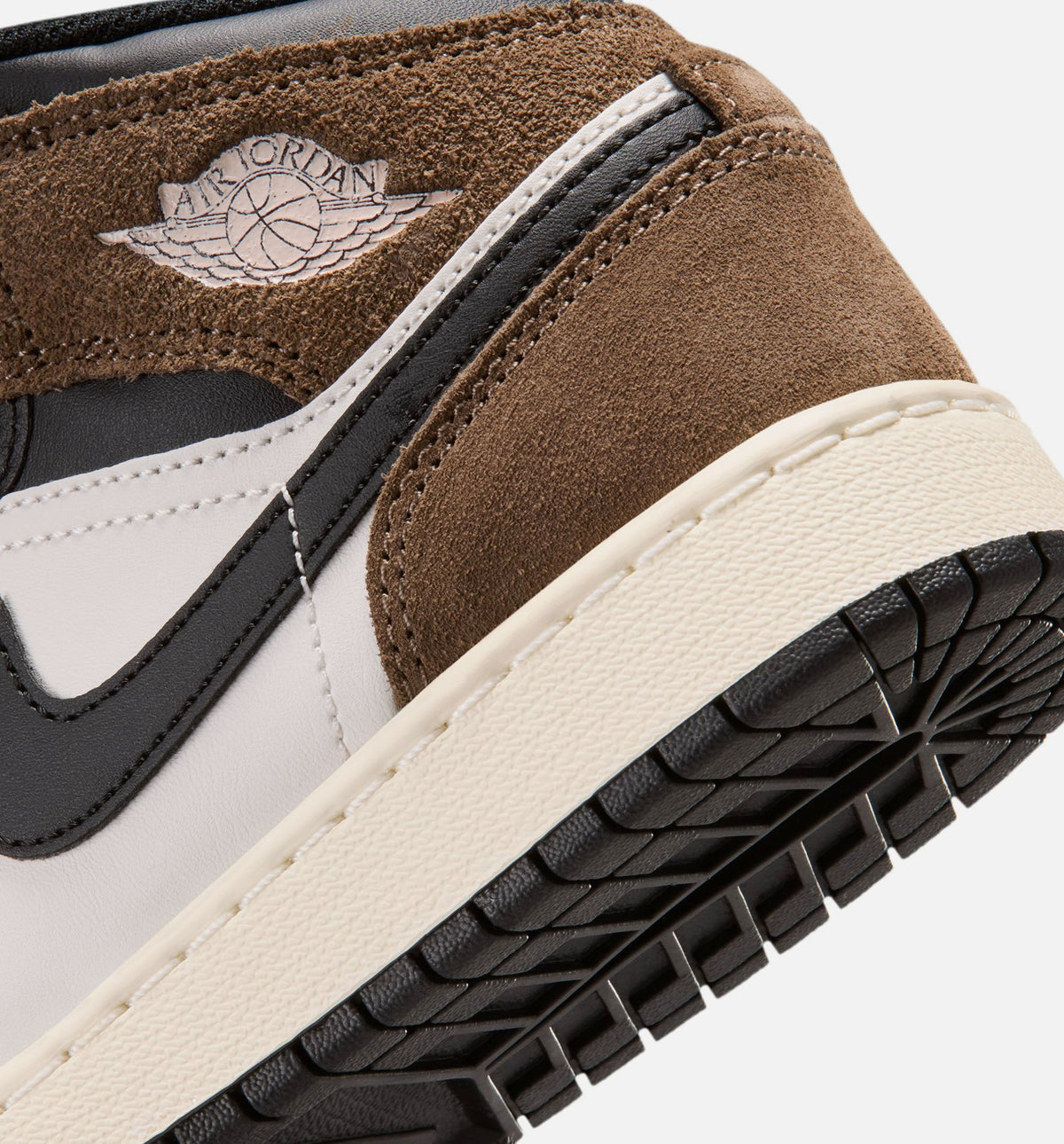Air Jordan 1 Mid Grade School Shoes - Black/Phantom/Palomino