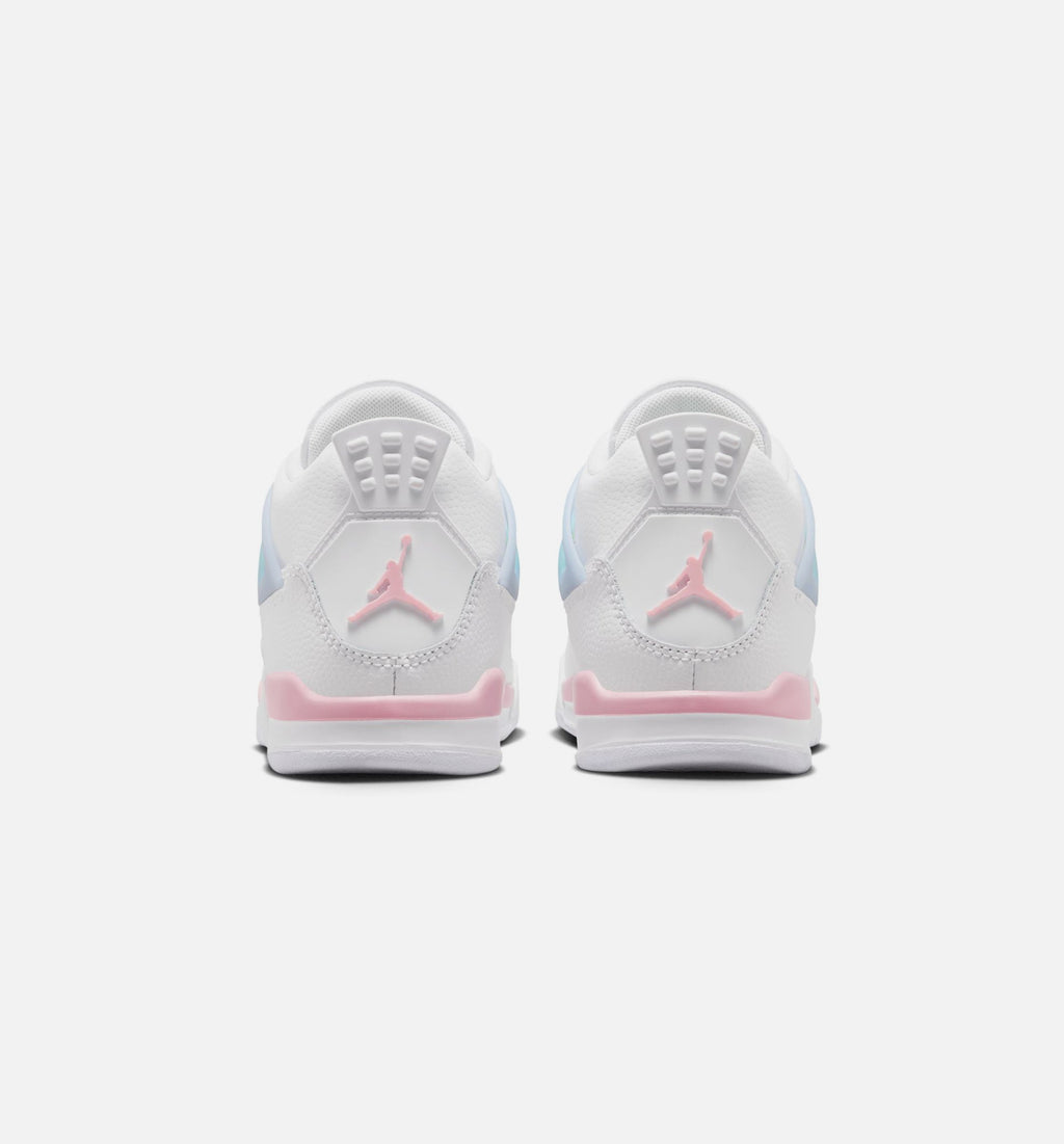 Air Jordan 4 Retro Medium Soft Pink Preschool Shoes - White/Medium Soft Pink/Half Blue