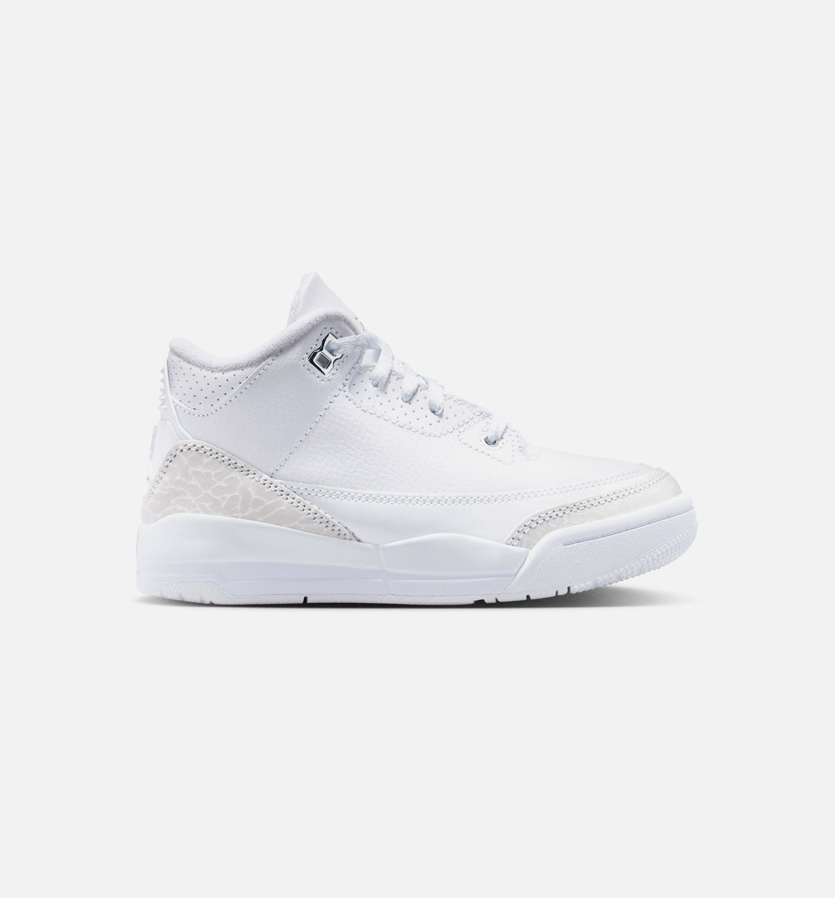 Air Jordan 3 Retro White and Silver Preschool Shoes - White/Metallic Silver