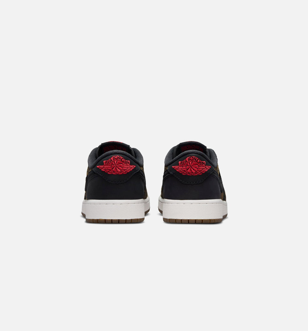 Air Jordan 1 Retro Low OG Laser Black and Varsity Red Grade School Shoes - Black/Varsity Red/Summit White