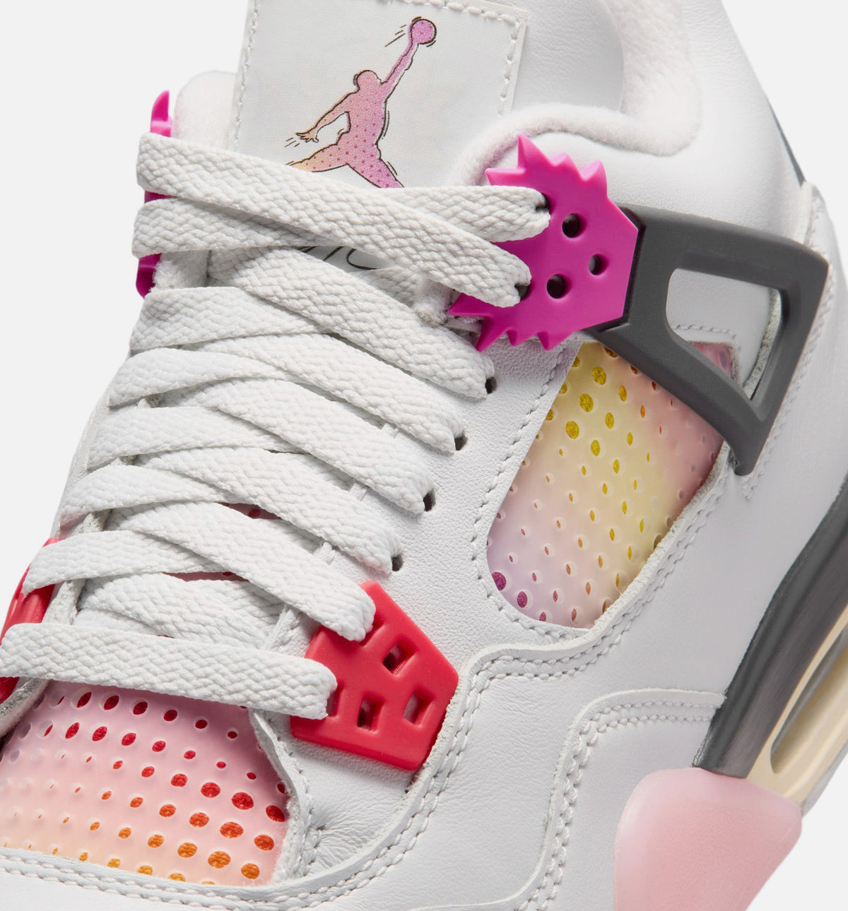 Air Jordan 4 Retro Comic Grade School Shoes - Off White/Fire Pink/Anthracite