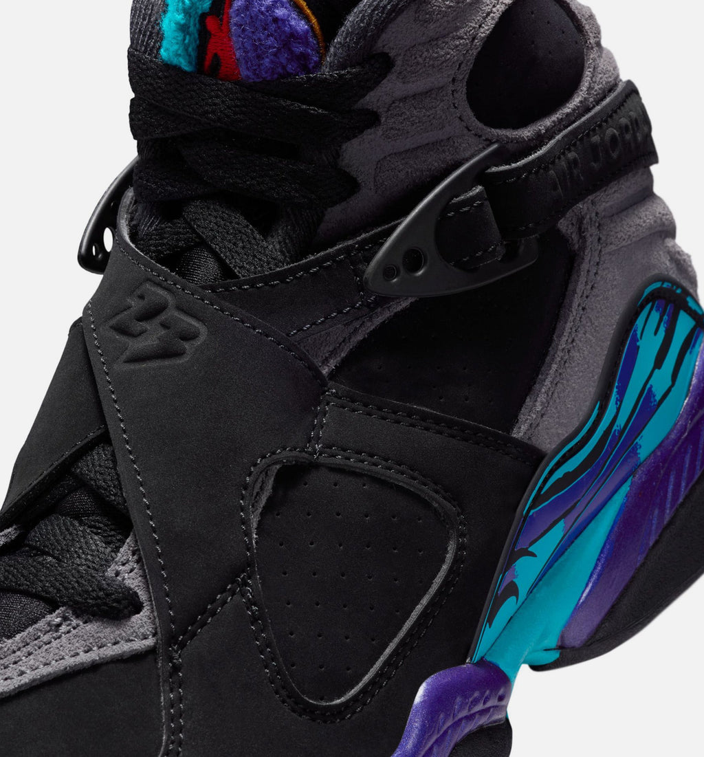 Air Jordan 8 Retro Aqua Grade School Shoes - Black/Bright Concord/Multi-Color