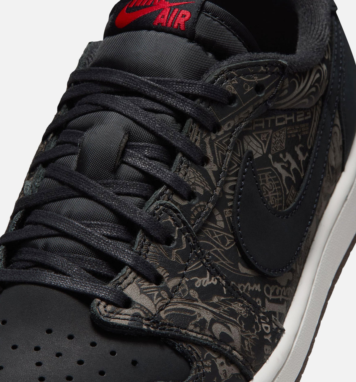 Air Jordan 1 Retro Low OG Laser Black and Varsity Red Men's Shoes - Black/Varsity Red/Summit White