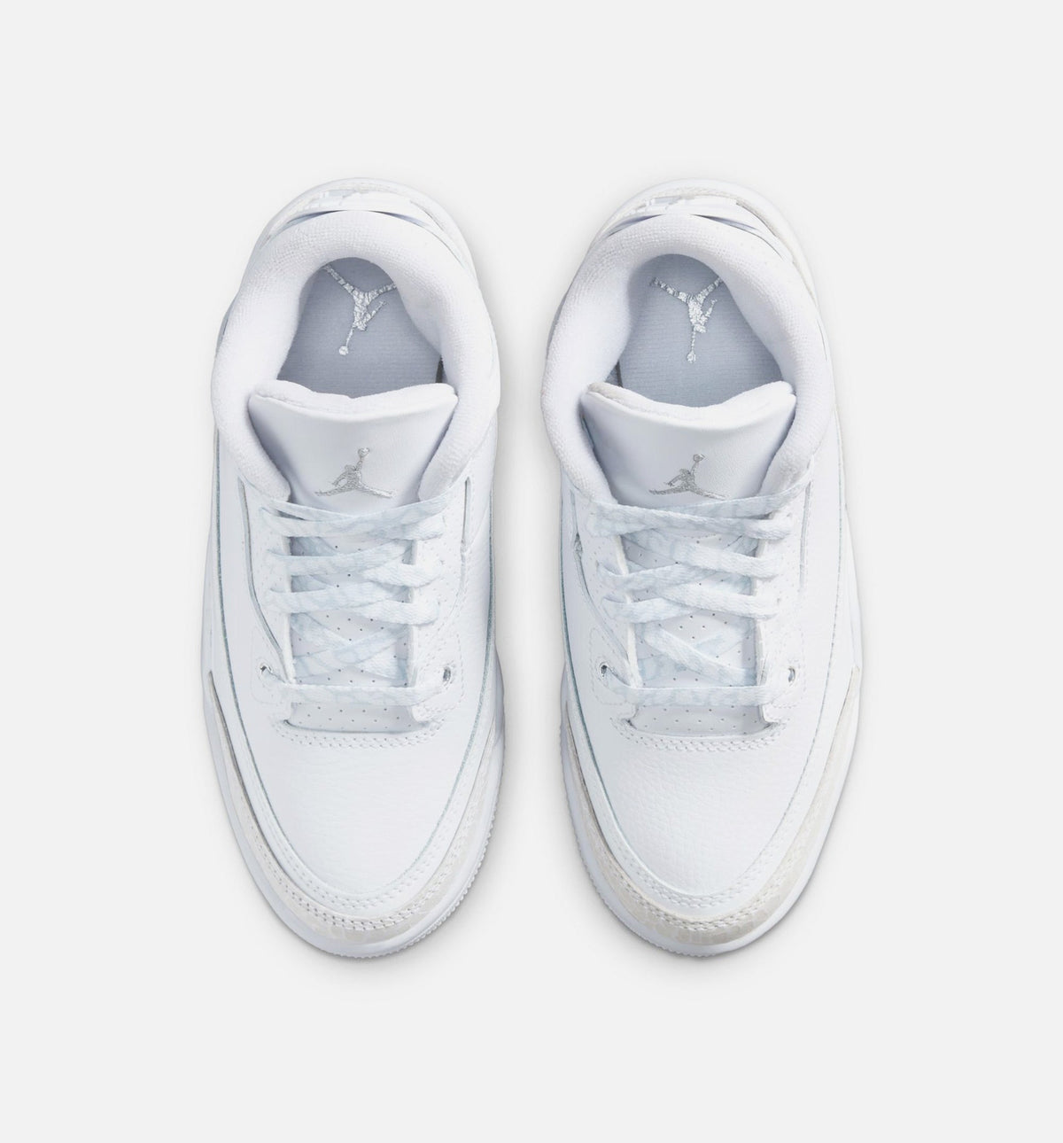 Air Jordan 3 Retro White and Silver Preschool Shoes - White/Metallic Silver