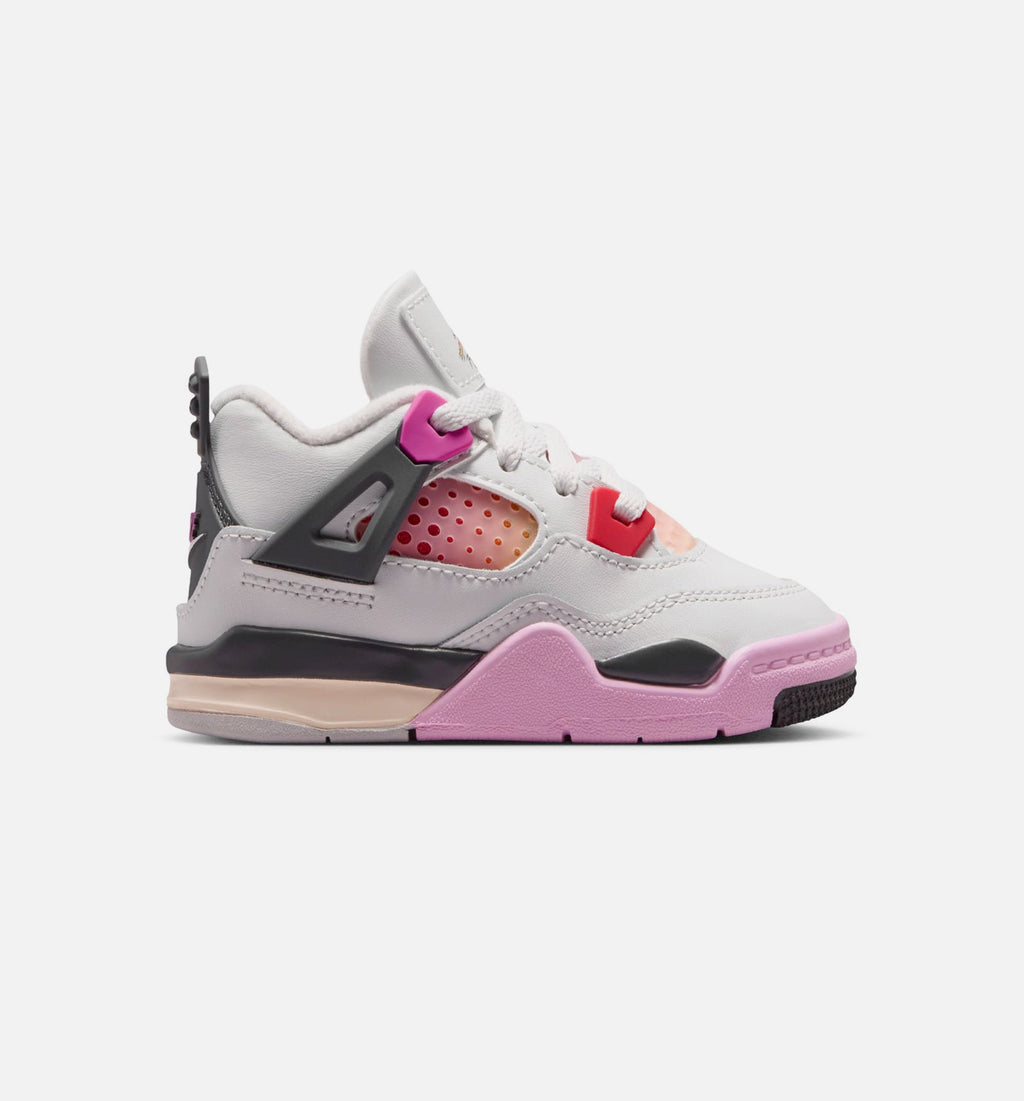 Air Jordan 4 Retro Comic Infant & Toddler Shoes - Off White/Fire Pink/Anthracite