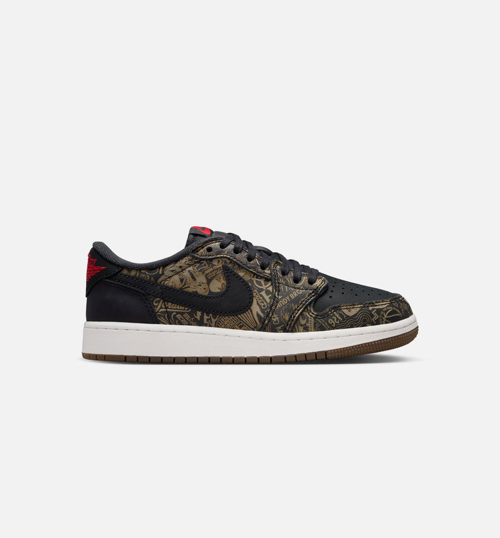 Air Jordan 1 Retro Low OG Laser Black and Varsity Red Grade School Shoes - Black/Varsity Red/Summit White