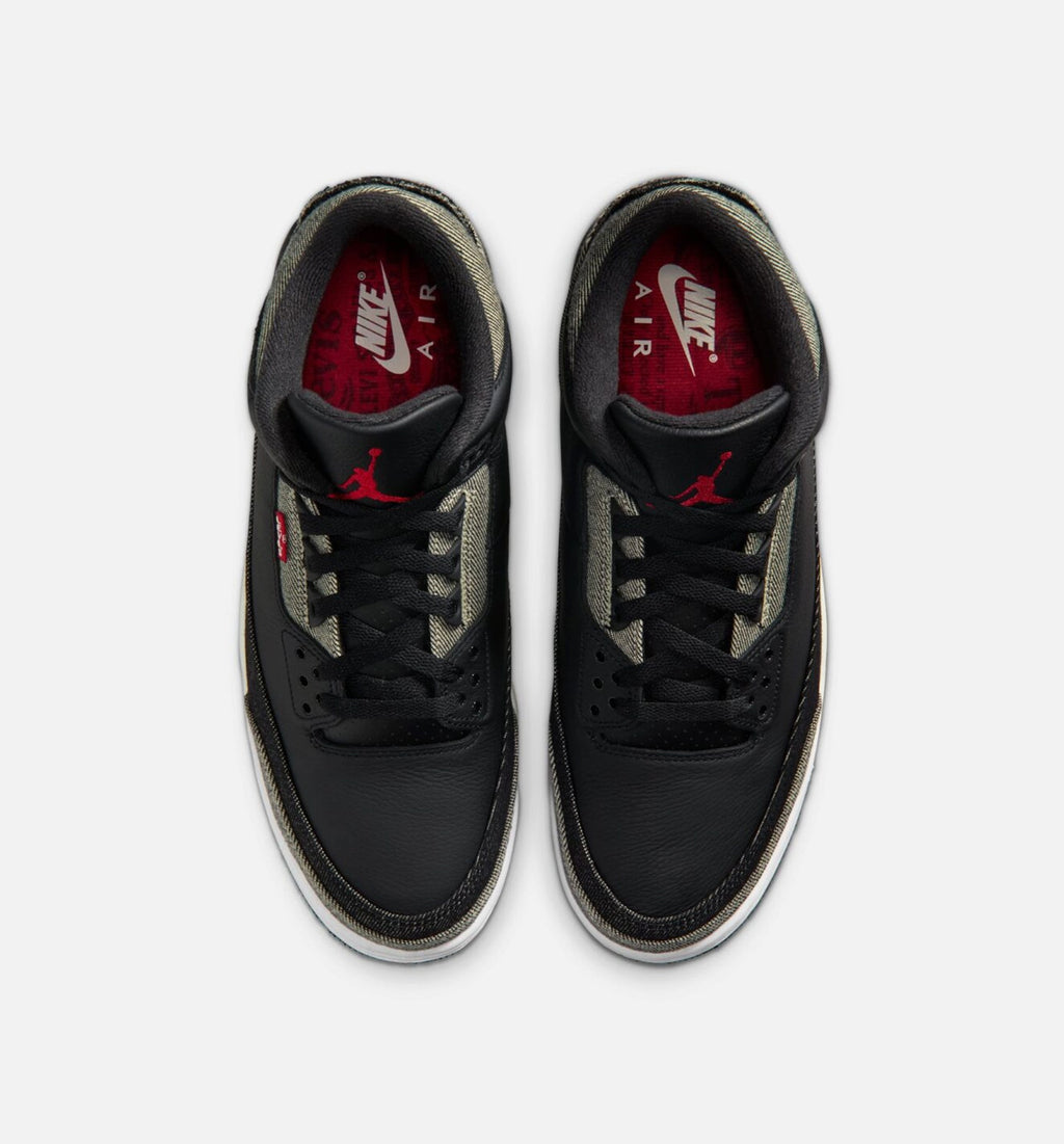 Air Jordan 3 x Levi's Black and White Men's Shoes - Denim/Black/Gym Red