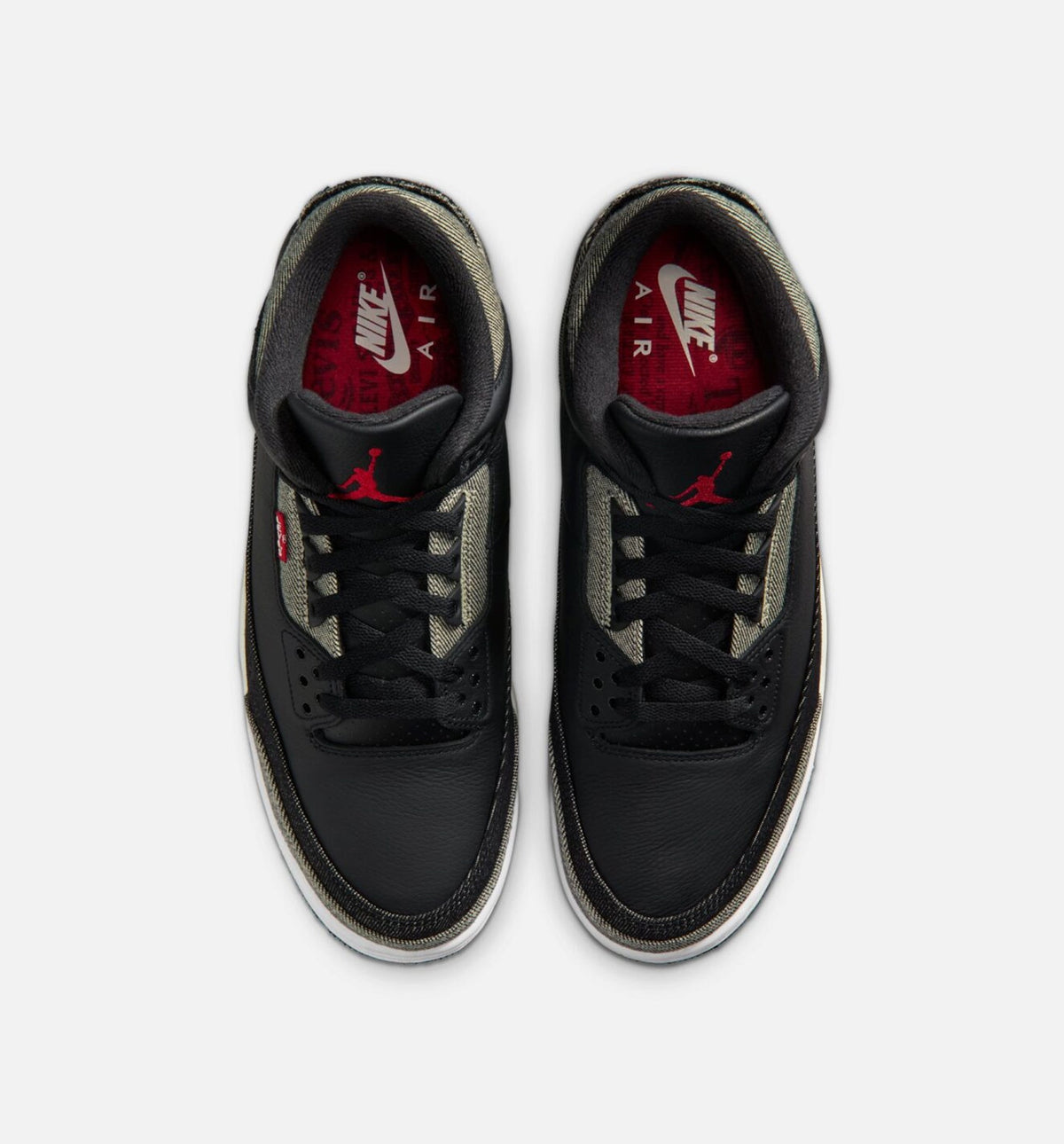 Air Jordan 3 x Levi's Black and White Men's Shoes - Denim/Black/Gym Red