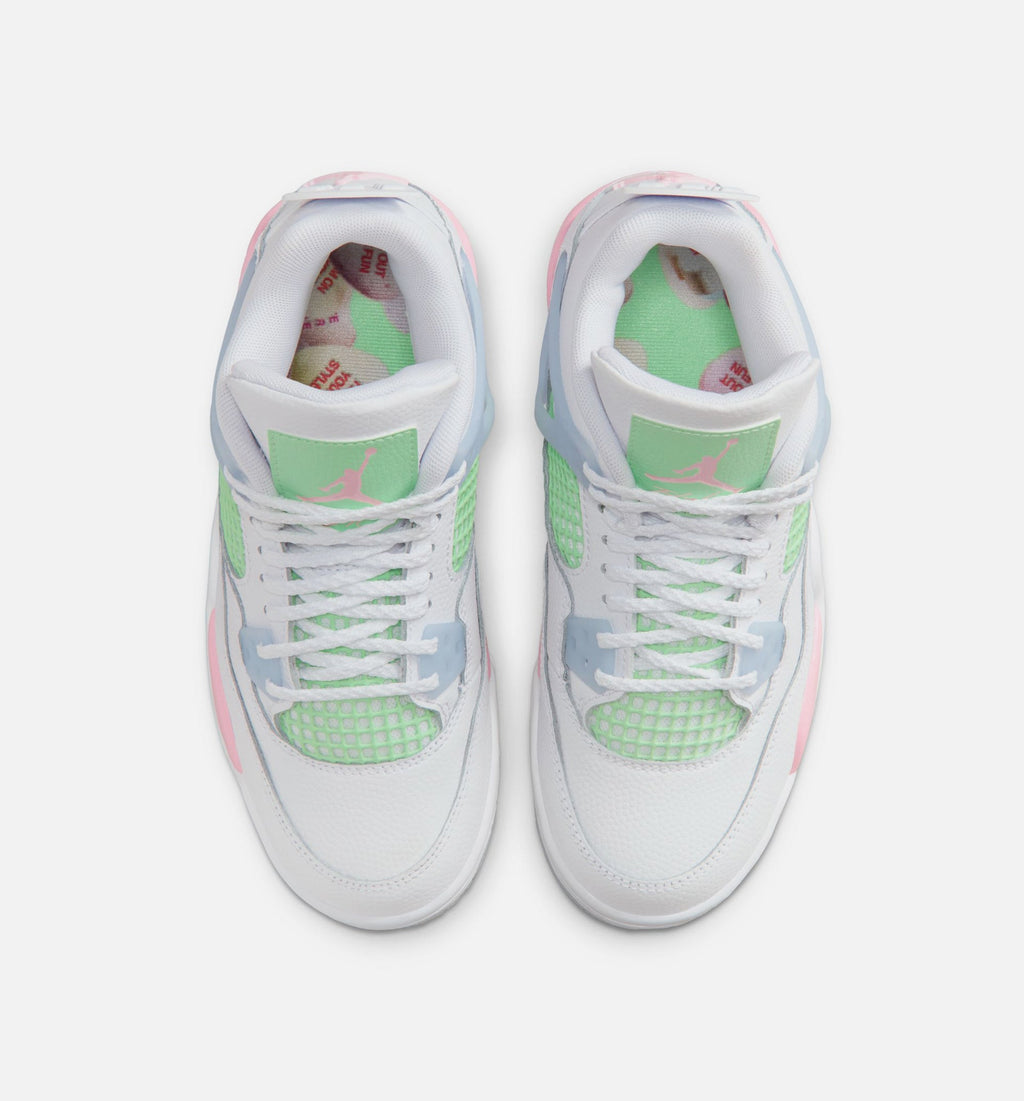 Air Jordan 4 Retro Medium Soft Pink Grade School Shoes - White/Medium Soft Pink/Half Blue