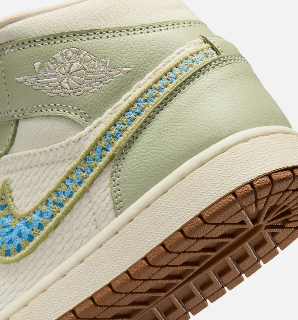 Air Jordan 1 Mid SE Women's Lifestyle Shoes - Olive Aura / Pearl White / Lawn