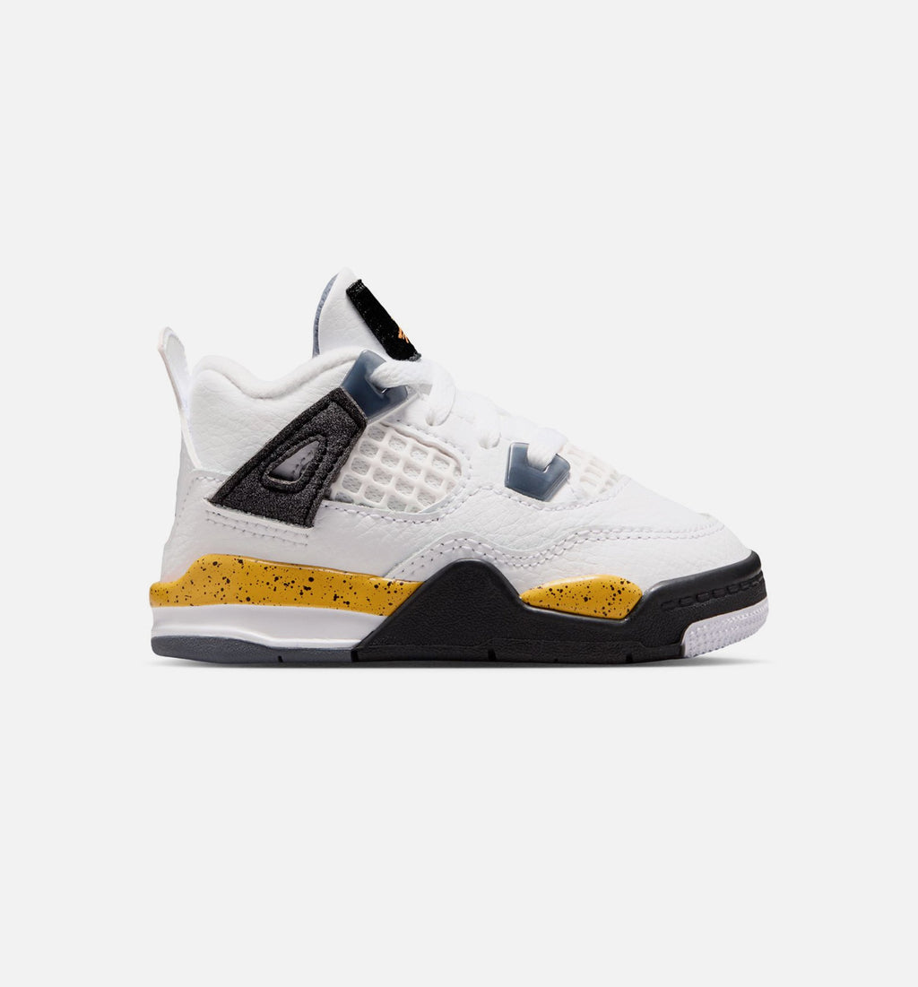 Air Jordan 4 Retro Rare Air Tour Yellow Infant & Toddler Shoes - White/Dark Blue Grey/Black/Tour Yellow