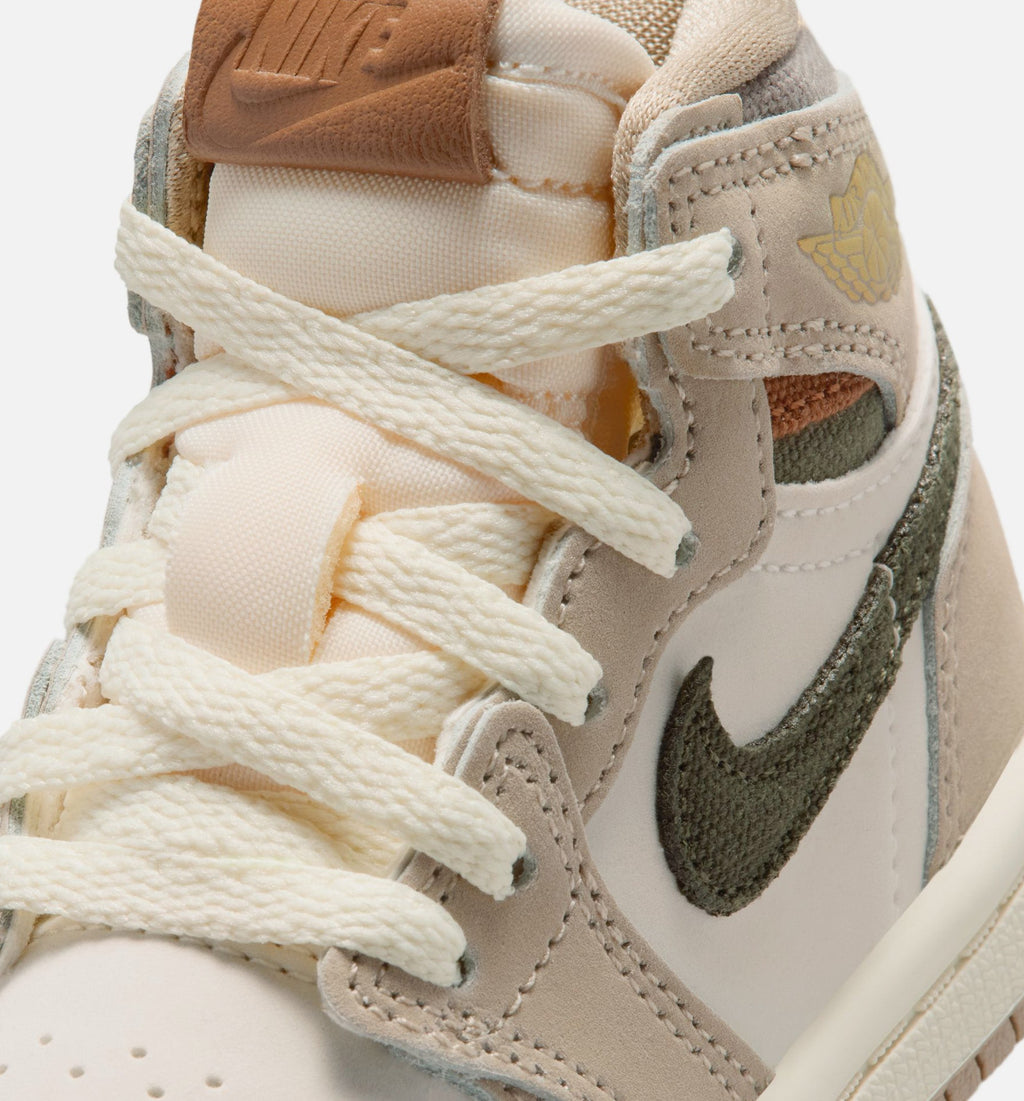 Air Jordan 1 Retro High OG Infant & Toddler Shoes - Khaki/Sail/Coconut Milk/Cargo Khaki