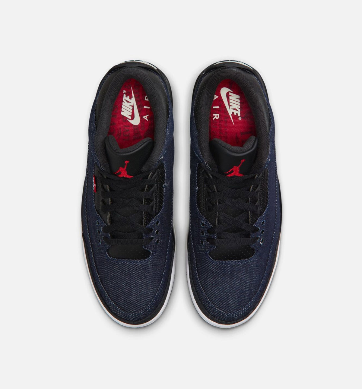 Air Jordan 3 x Levi's Indigo and Gym Red Men's Shoes - Denim/Black/Sail